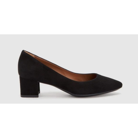 Aquatalia Pasha Black Suede Block Heel Pumps Shoes Made in Italy Size 9 - Picture 2 of 12